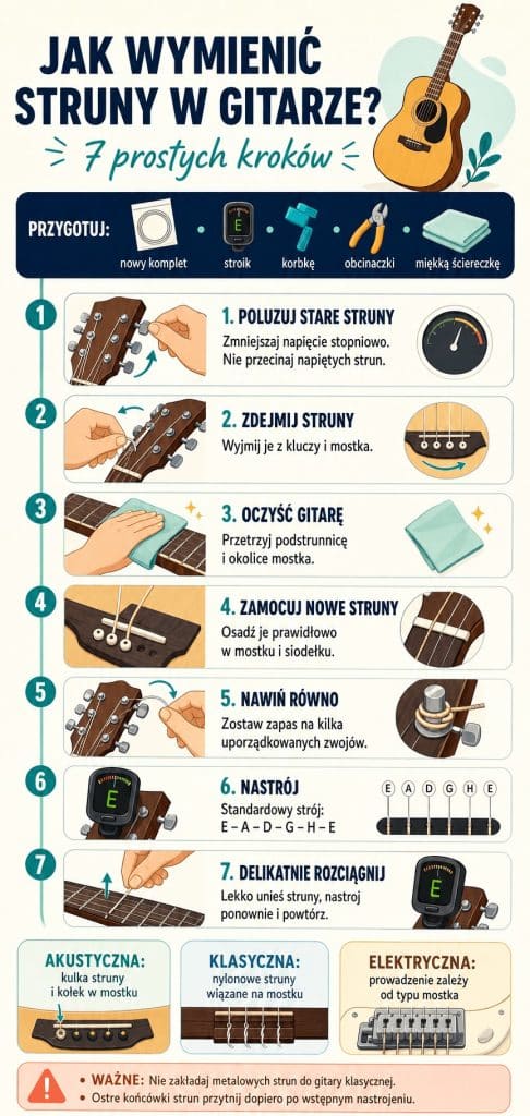 jak wymienić struny w gitarze